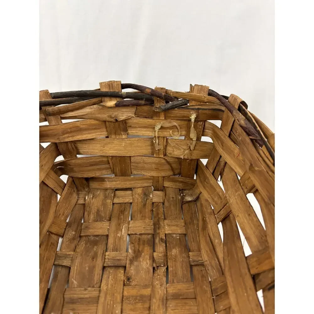 Primitive Split Oak Farmhouse‎ Gathering Woven Basket Made in Italy 16